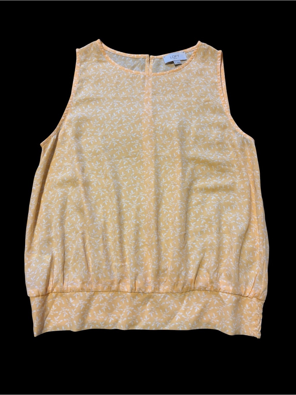LOFT Yellow Floral Crewneck Shell Tank Blouse